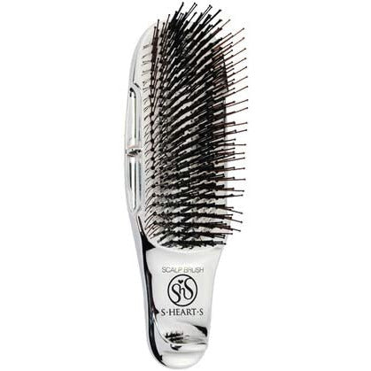 MAJESTIC Scalp Brush Massage Comb (Short Handle Silver)